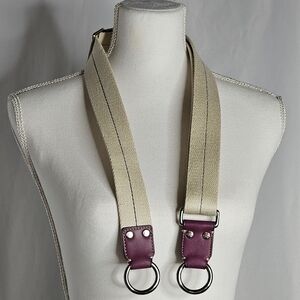 COACH Adjustable Cream Purse Strap With Purple Leather Accents